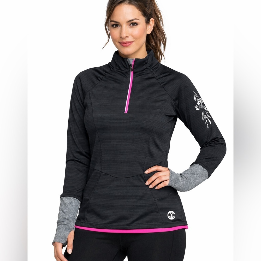 Mondetta Black Half Zip Athletic Pullover Thumbhole Running Top Small